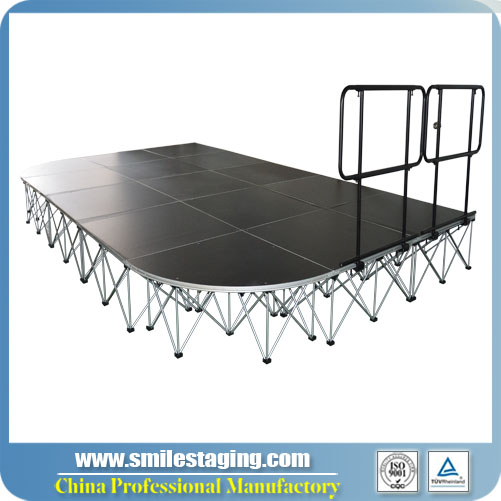 20ft x 12ft Portable Stage Systems/ Non-slip Finish, With Guard Rails 