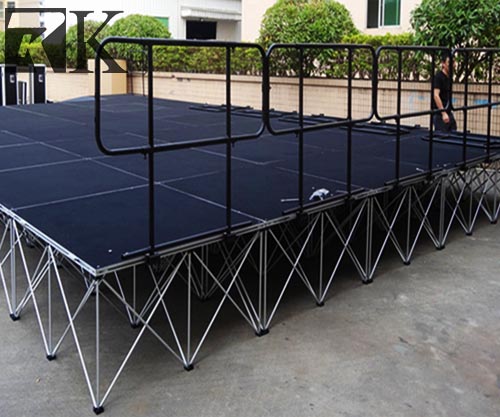 Portable Stage with Guard Rails for Performance